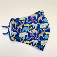 FACE MASK WITH INSERT MADE WITH AUTHENTIC LIBERTY PRINT FABRIC Queue for the Zoo C (2 Sizes) - SEA TRENDY